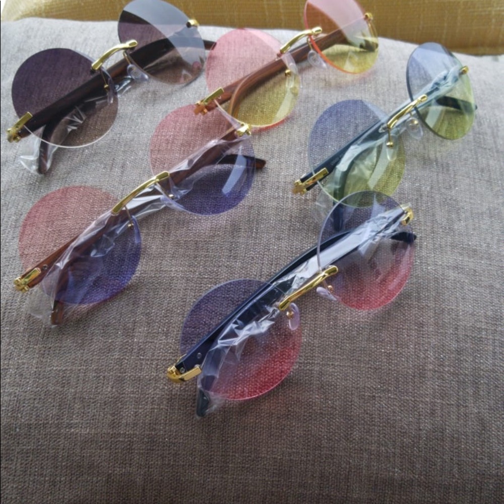 Men Women No Frame Round Sunglasses Shades UV400 - Picture 3 of 8